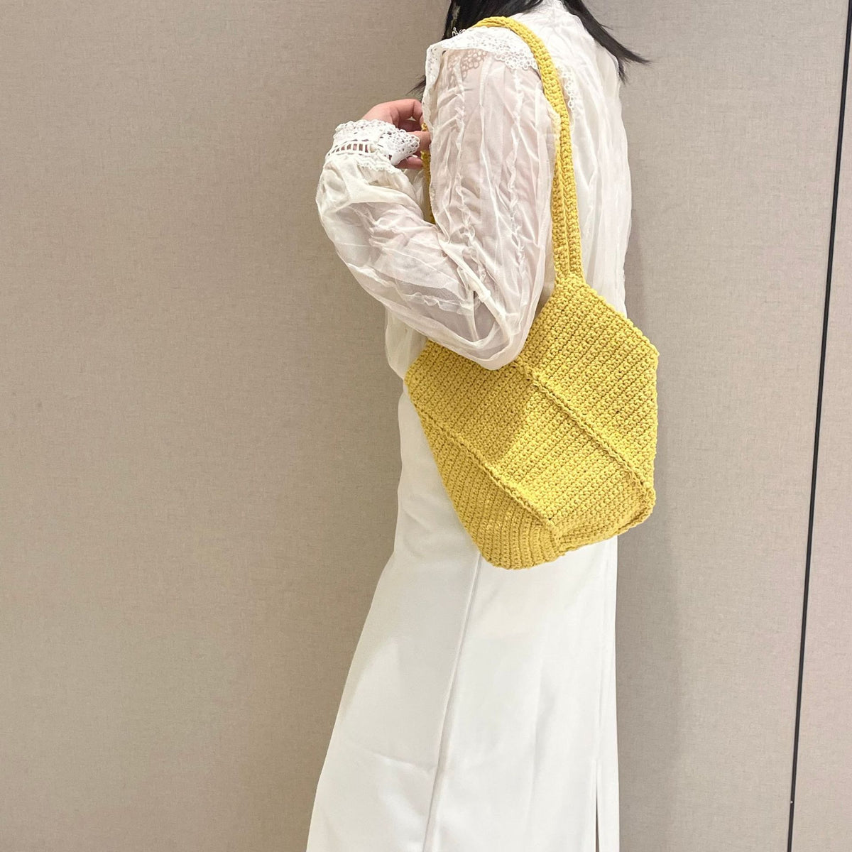 Versatile Knitted One Twill Woven Simple Cotton String Women's Shoulder Bag