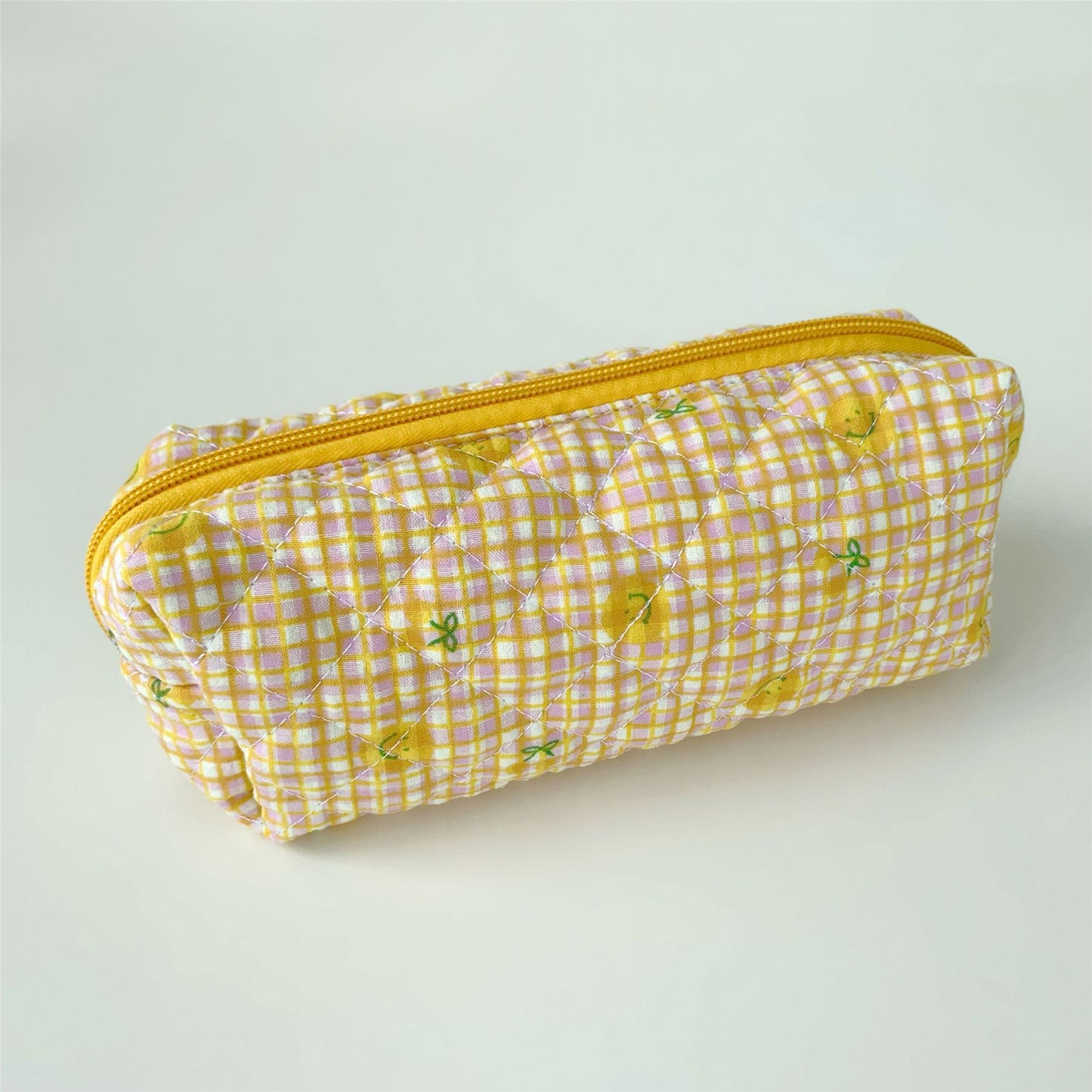 Brush Cotton Embroidery Quilted Large Capacity Pencil Cosmetic Bags