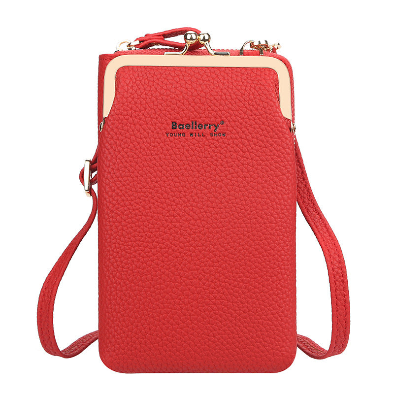 Women's Vertical Korean Style Fashion Litchi Pattern Women's Messenger Bag