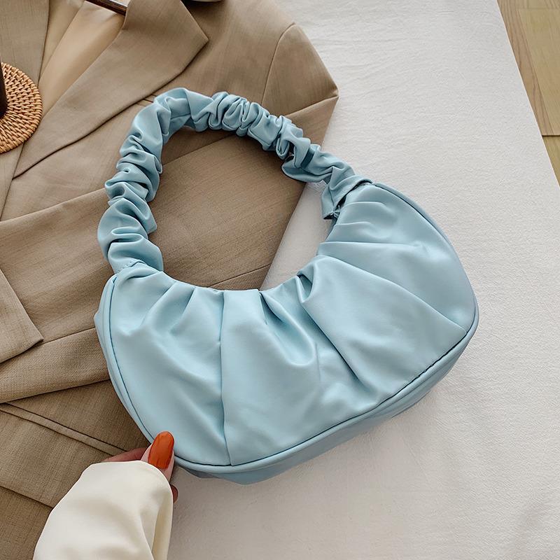 Women's Underarm Pleated Cloud Baguette Textured Shoulder Bags