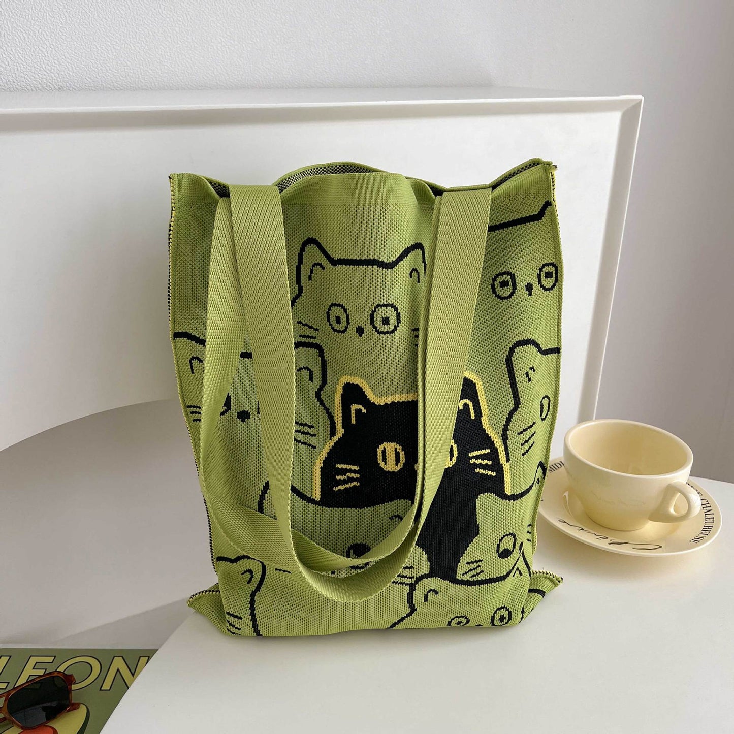 Knitted Korean Big Fashion Simple Cat Shoulder Bags