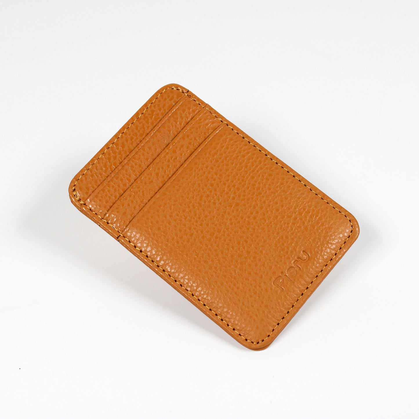 Top Layer Leather Lychee Pattern Vertical Card Holder