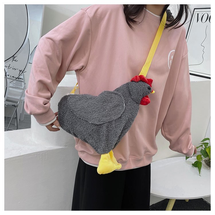 Women's Cute Plush Teenage Creative Cock Personality Crossbody Bags