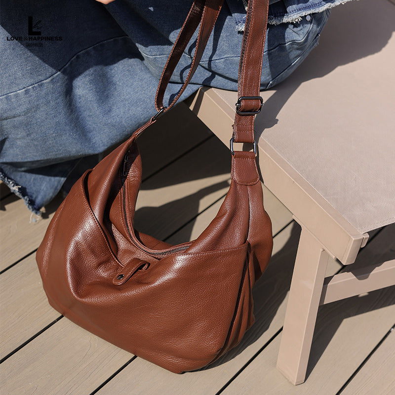 Women's Genuine Leather Soft Large Capacity Crescent Crossbody Bags