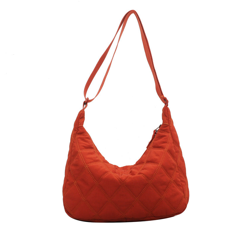 Women's Korean Style Popular Embroidery Thread Rhombus Shoulder Bags