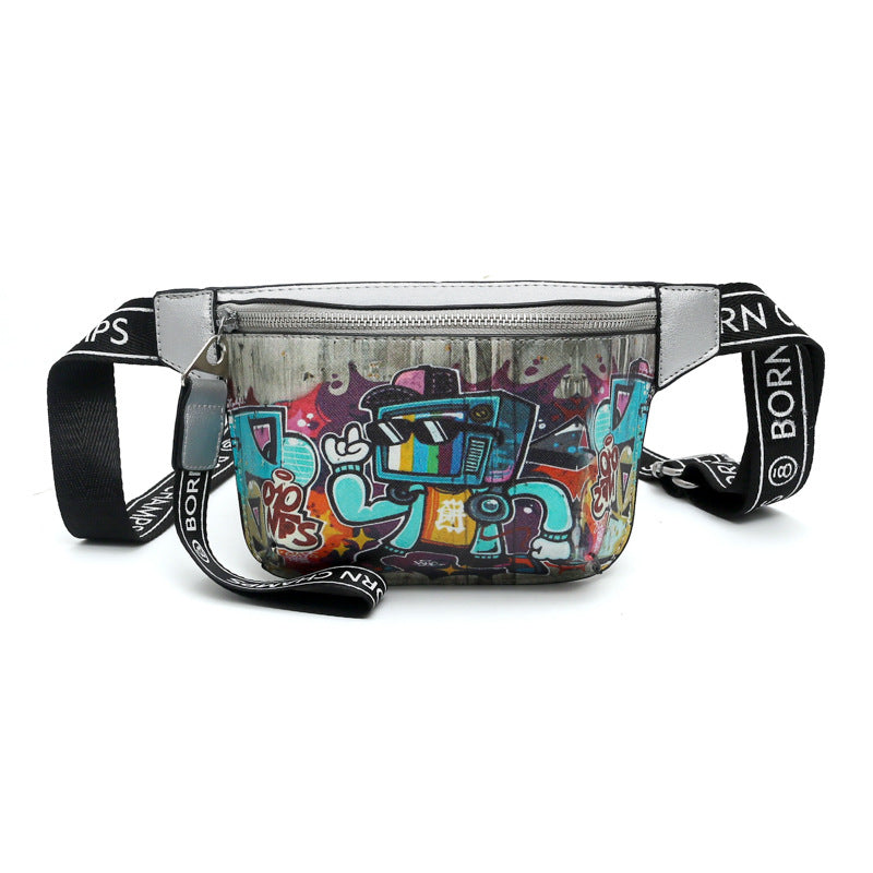 Women's Iti Printed Little Bear Pattern Contrast Crossbody Bags