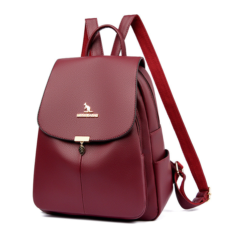 Women's High-grade Large Capacity Fashion Soft Leather Backpacks