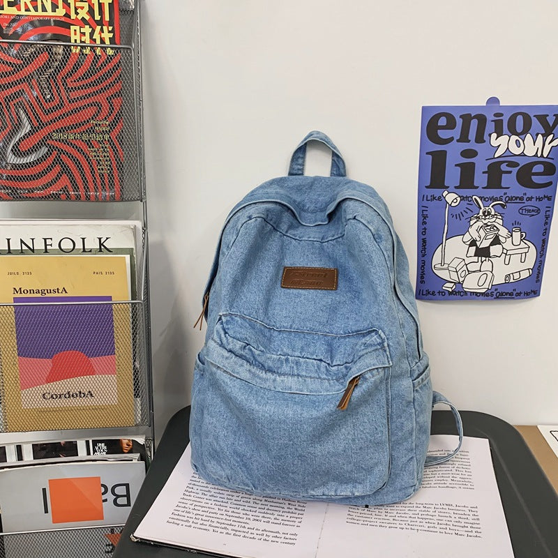 Women's Boys High Large Capacity Junior Denim Backpacks