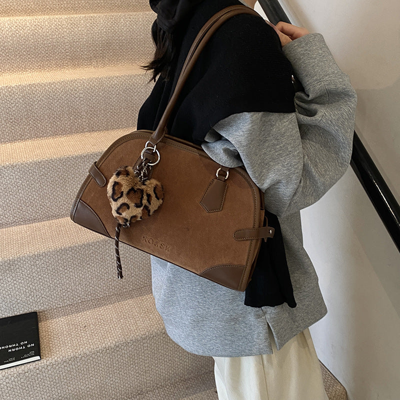Women's Design Portable Retro Frosted Boston Large Shoulder Bags