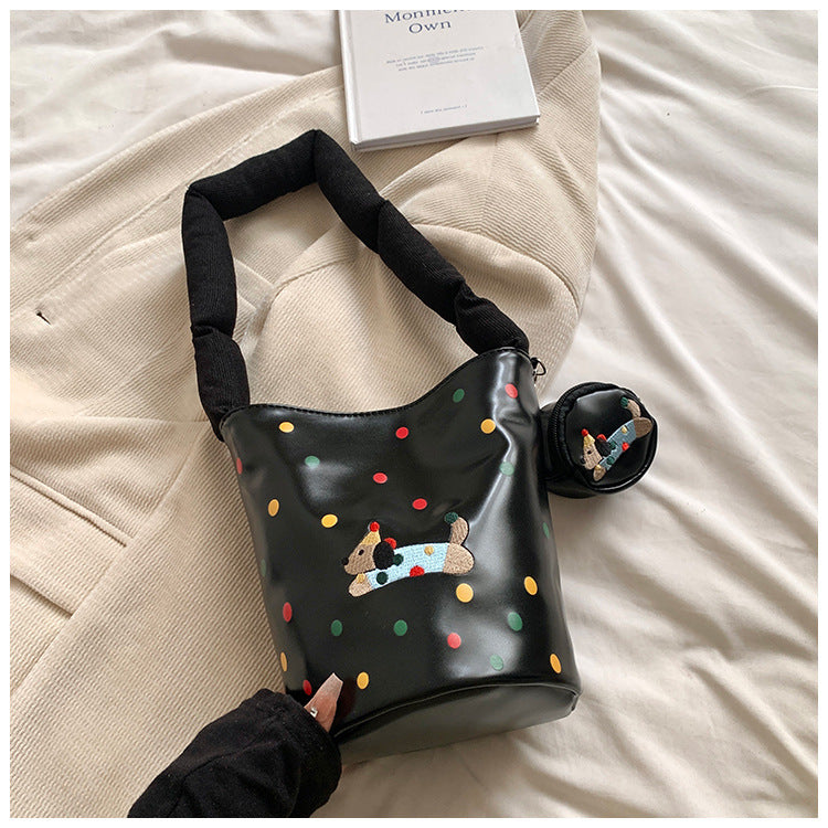 Women's Trendy Colorful Polka Dot Cartoon Korean Shoulder Bags