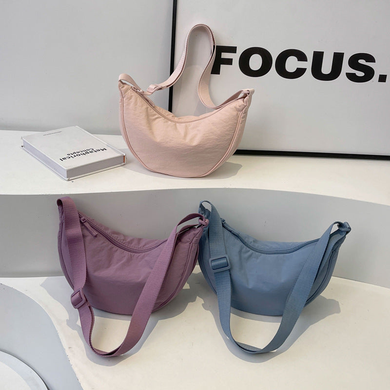 Women's Dumpling Versatile Solid Color Nylon Crossbody Bags