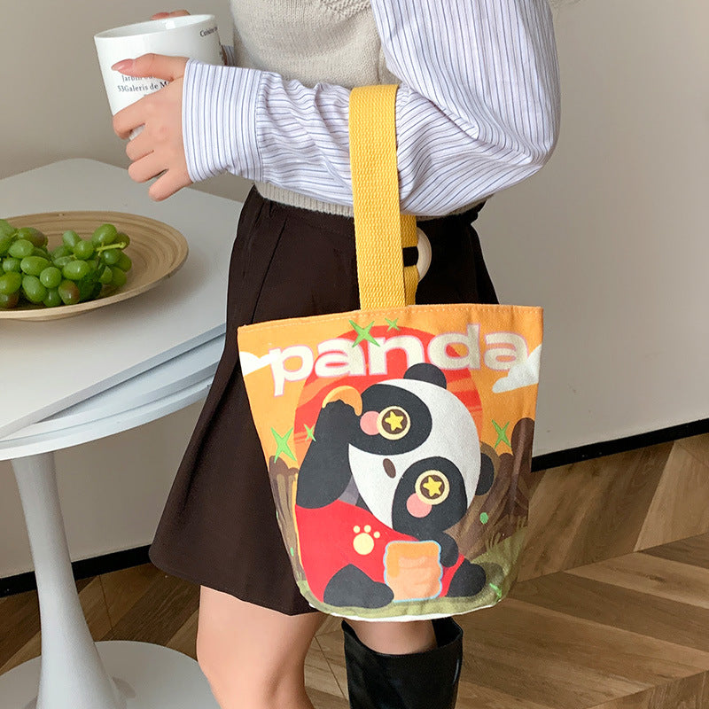 Cartoon Canvas Female Lunch Box Ethnic Handbags
