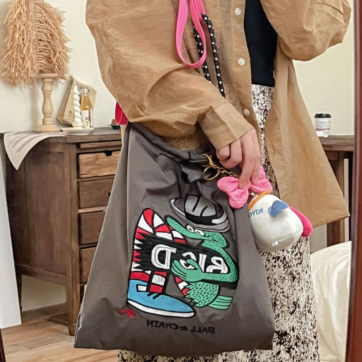 Crocodile Embroidery Shopping Niche Nylon Cloth Handbags