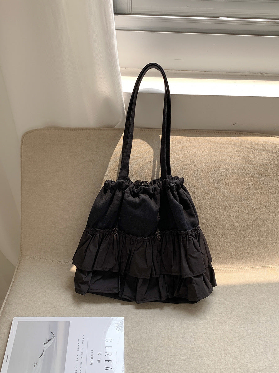 Women's Pleated Ruffled Commute Style High-grade Large Capacity Shoulder Bags