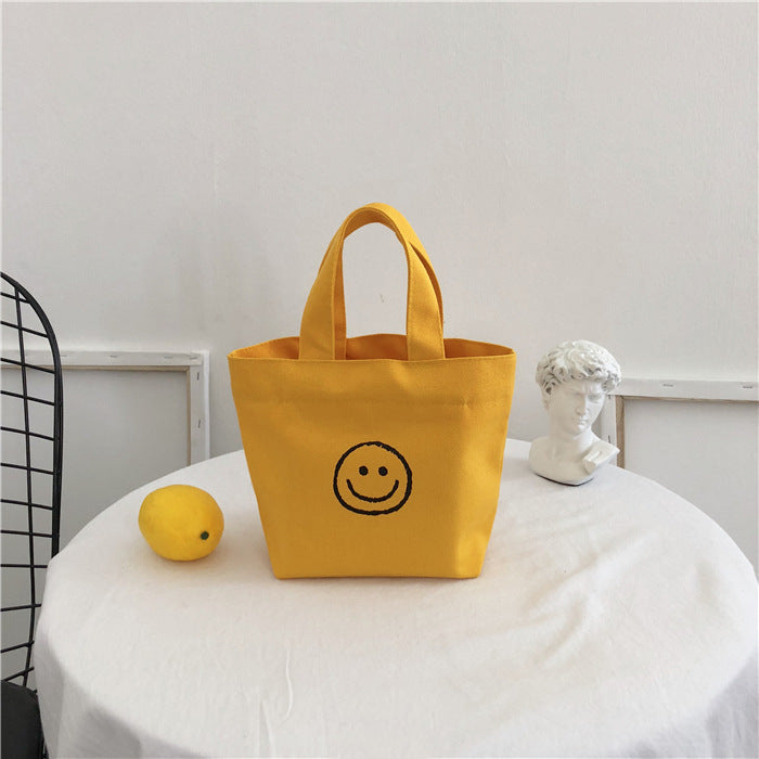 Women's Canvas Cute Smiley Face Simple Lunch Handbags