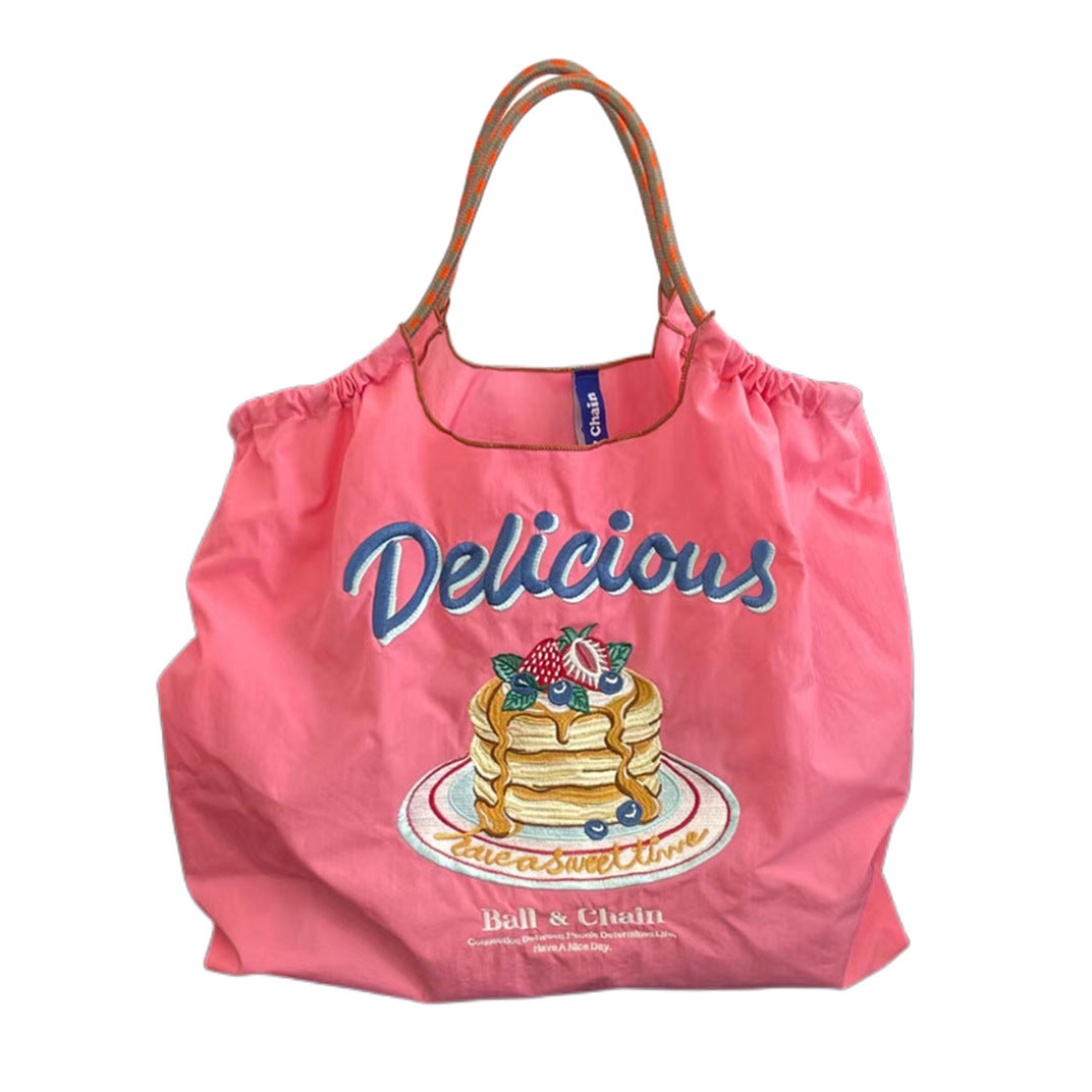 Homemade Shopping Nylon Cloth Embroidery Flower Bags