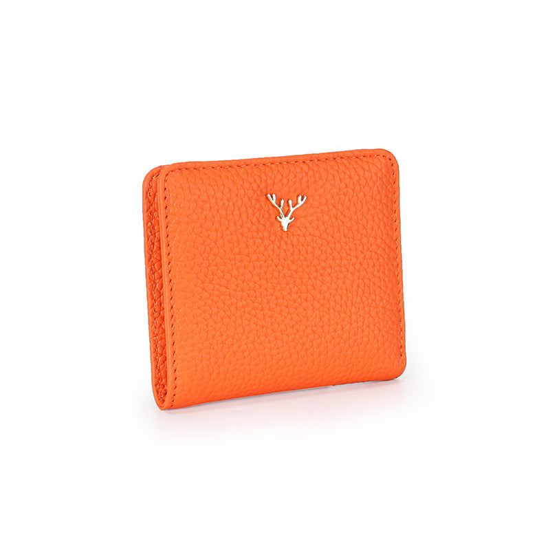 Women's Leather Short Fashion Full Cowhide Fold Purses