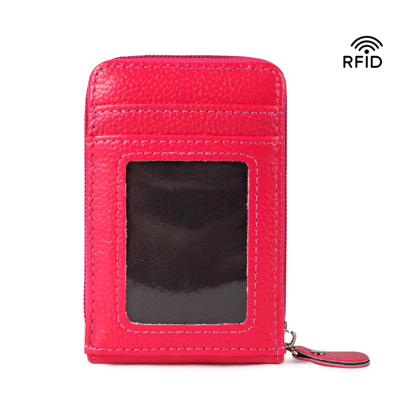 Women's Vertical Lychee Pattern Mini Swiping Multiple Card Holder