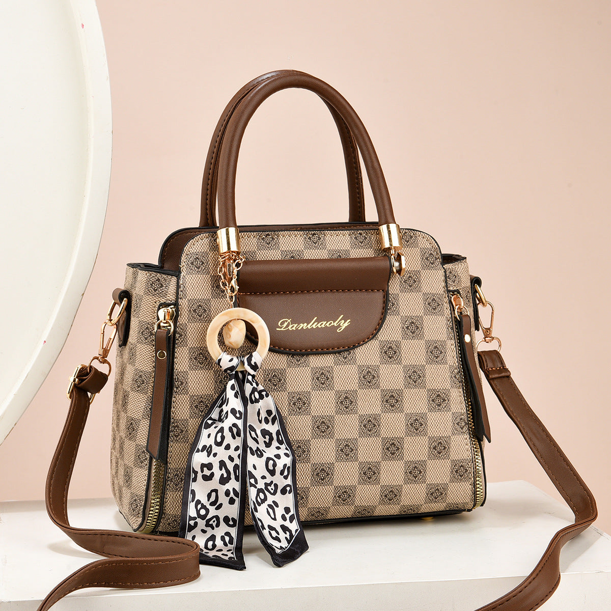 Casual Women's Retro Textured Silk Scarf Shoulder Bags