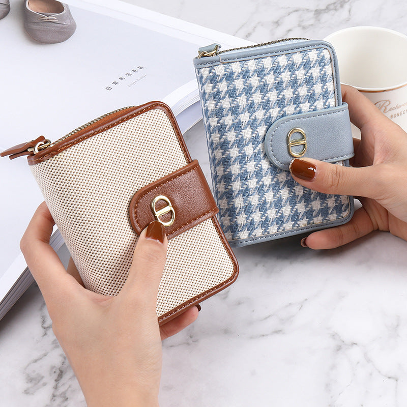 Women's Light Luxury Short Canvas Multiple Slots Ladies Wallets