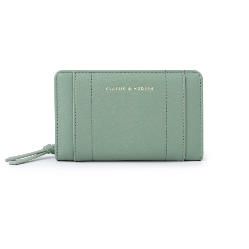 Large Capacity Design Solid Color Two Ladies Wallet