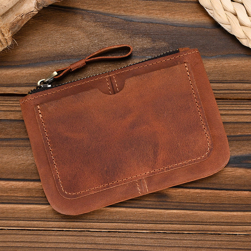 Men's Horse Leather Simple Compact First Layer Coin Purses