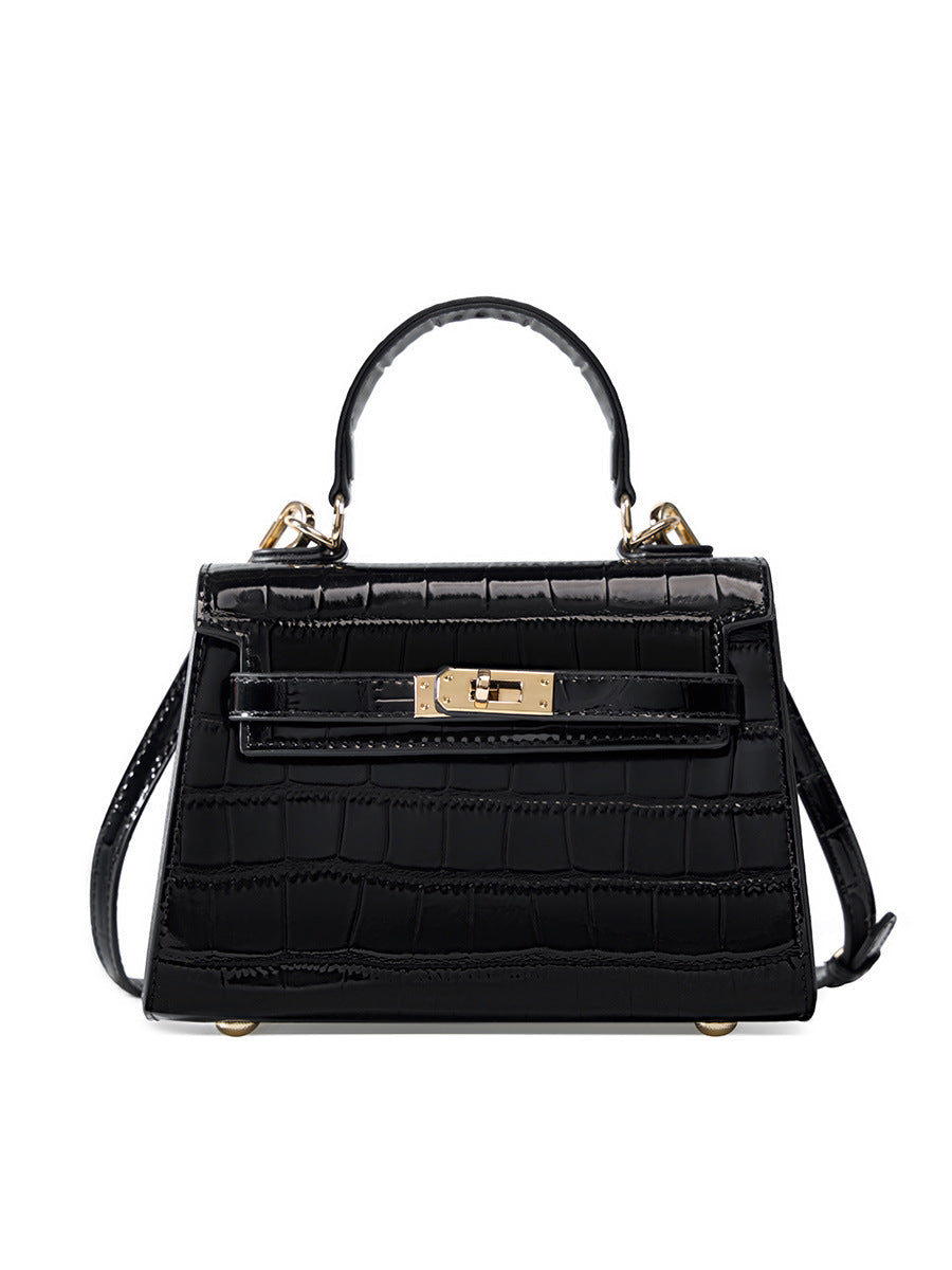 Women's Luxury Portable Crocodile Pattern Kelly Cowhide Handbags