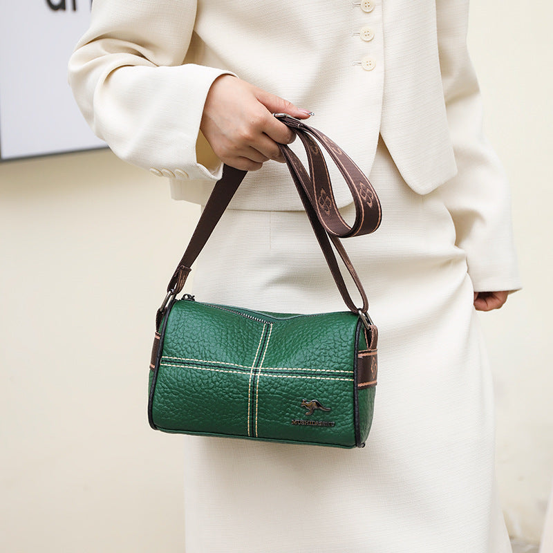 Women's Fashion Wide Strap First Layer Cowhide Crossbody Bags