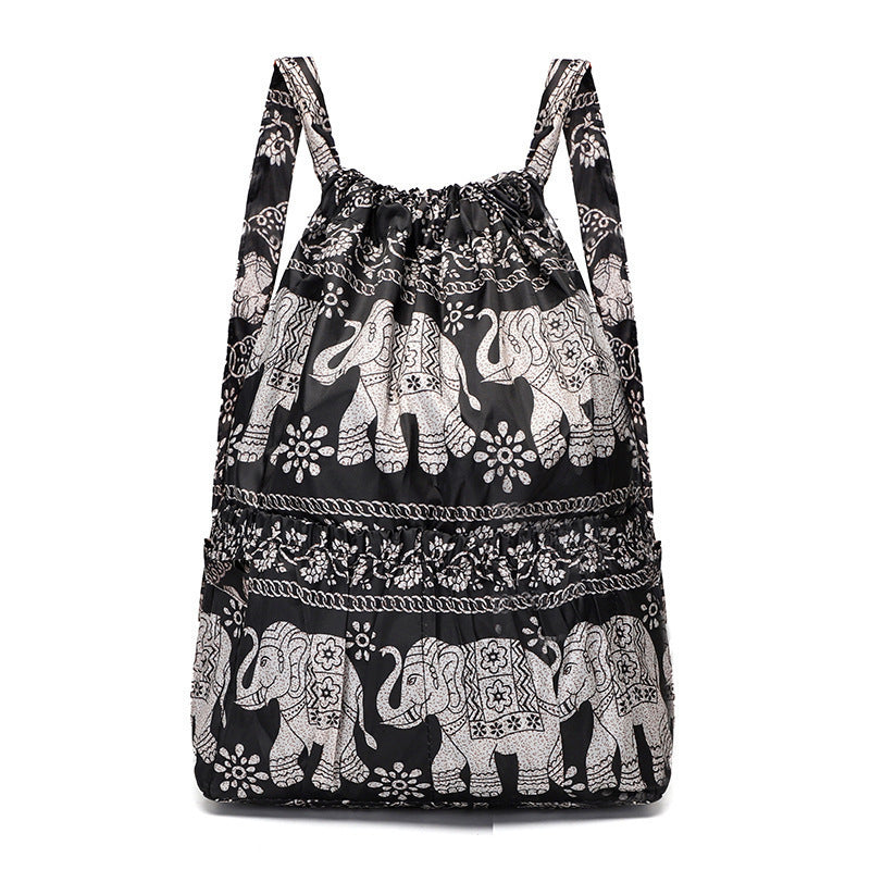Cloth Drawstring Large Capacity Female Foldable Backpacks