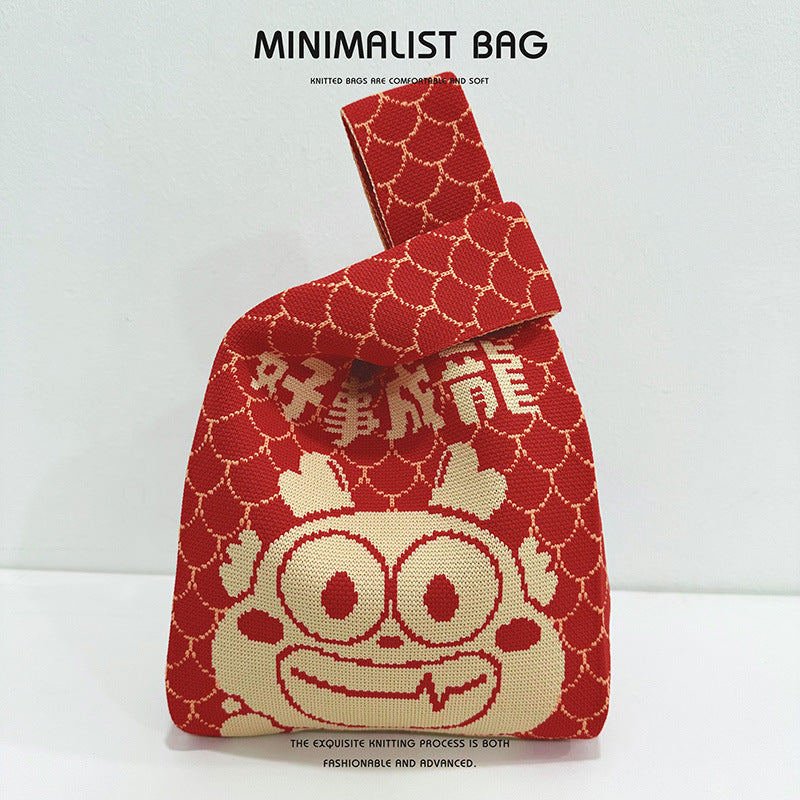 Red Festive Knitted Company Will Gift Bags