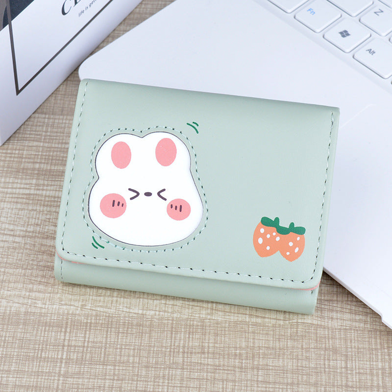 Women's Short Female Fresh Sweet Three Folding Soft Ladies Wallet
