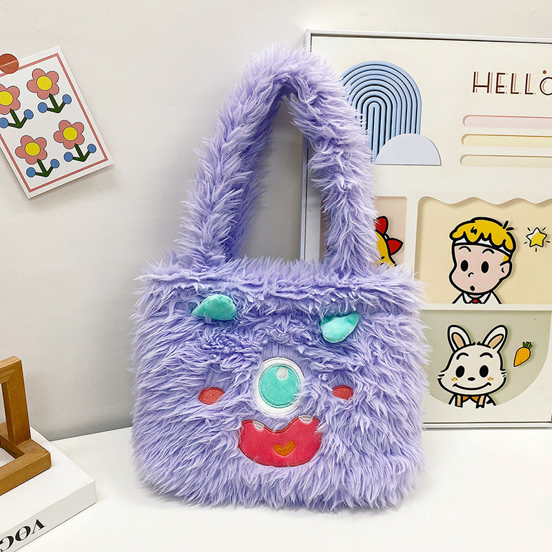 Cute Little Monster Cartoon Plush Gift Shoulder Bags