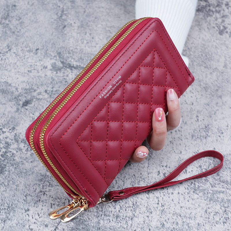 Women's Double Zipper Long Fashion Embroidery Clutch Bags
