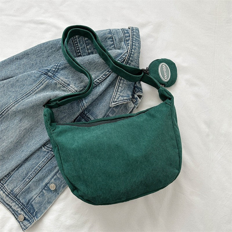 Women's Corduroy Lightweight Large Capacity Dumpling Cloth Crossbody Bags