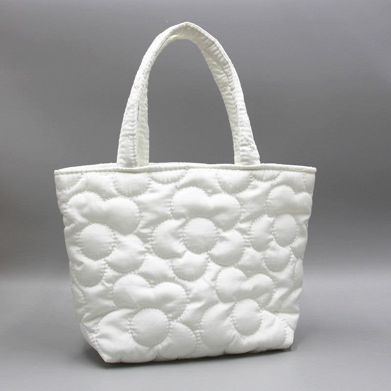 Women's Korean Style Quilted Portable Lunch Snack Buggy Cart Handbags