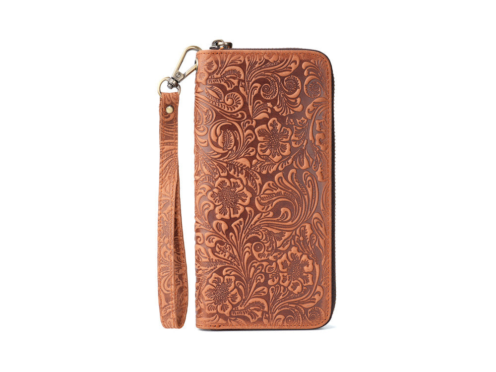 Women's & Men's Crazy Horse Leather Long Genuine Pure First Men's Wallet