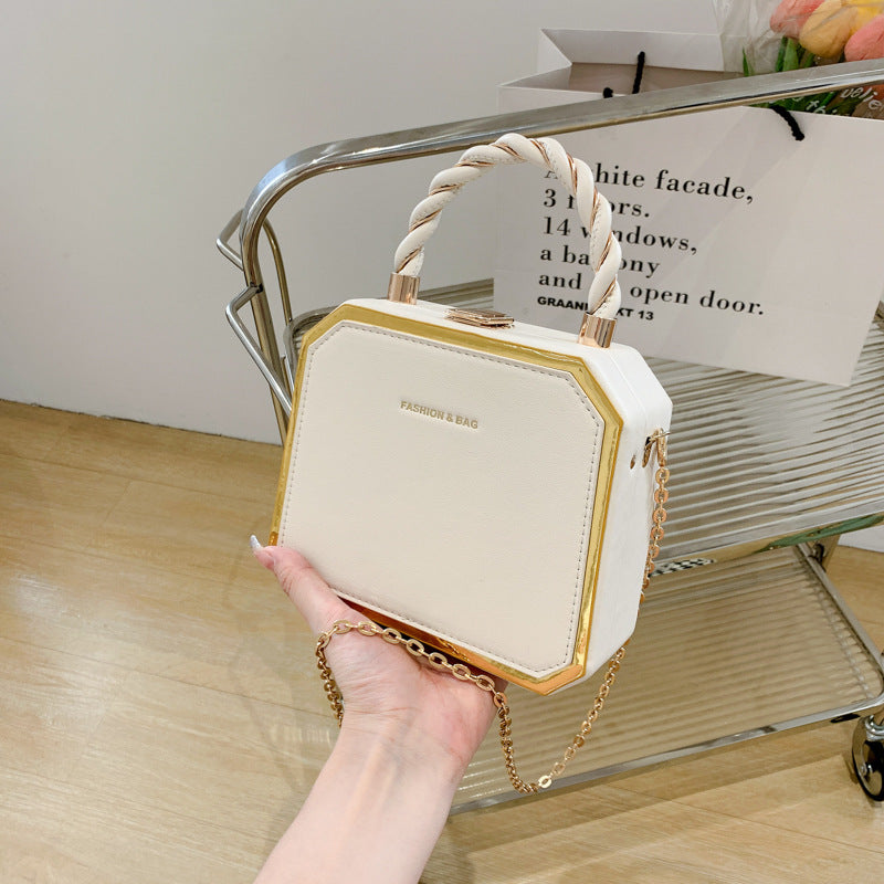 Women's Box Fashion Chain Advanced Texture Twist Crossbody Bags