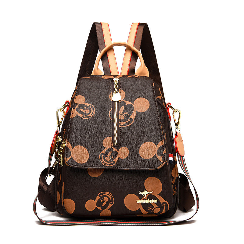 Women's Korean Soft Leather Fashion Slanted Backpacks