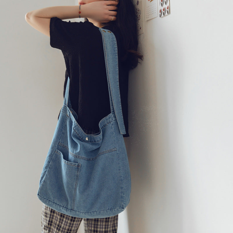 Washed Denim Class Female Canvas Korean Crossbody Bags