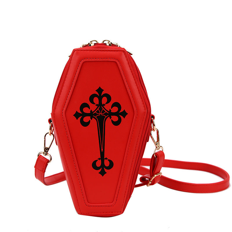 Fashion Retro Goth Personality Cross Coffin Crossbody Bags