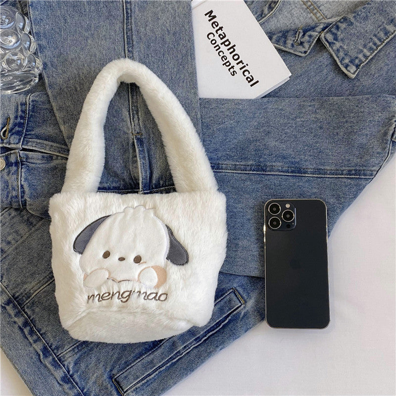 Innovative Furry Soft Storage Out Portable Handbags