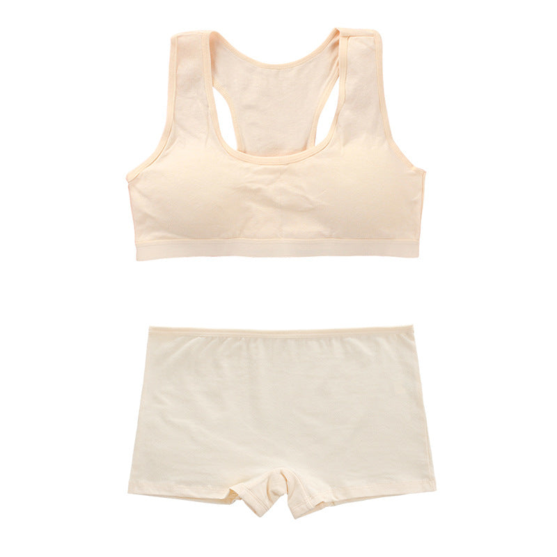 Children's Cotton Solid Color Bandeau Sling Wireless Vest Lingerie Sets