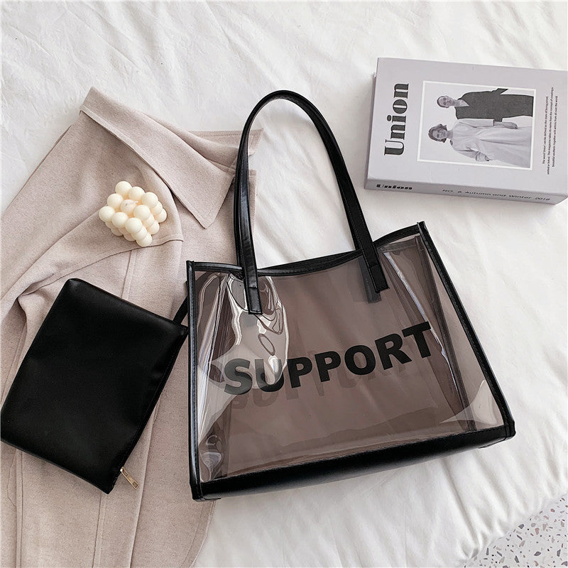 Women's Autumn Transparent Trendy Fashion Commute Jelly Shoulder Bags