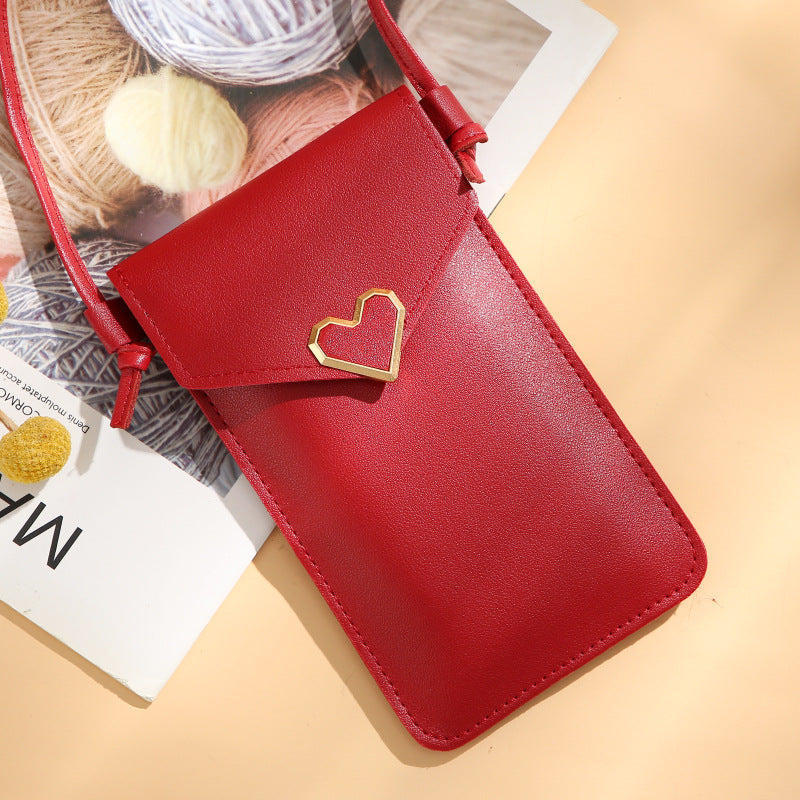 Transparent Touch Screen Mobile Female Retro Solid Color Crossbody Bags