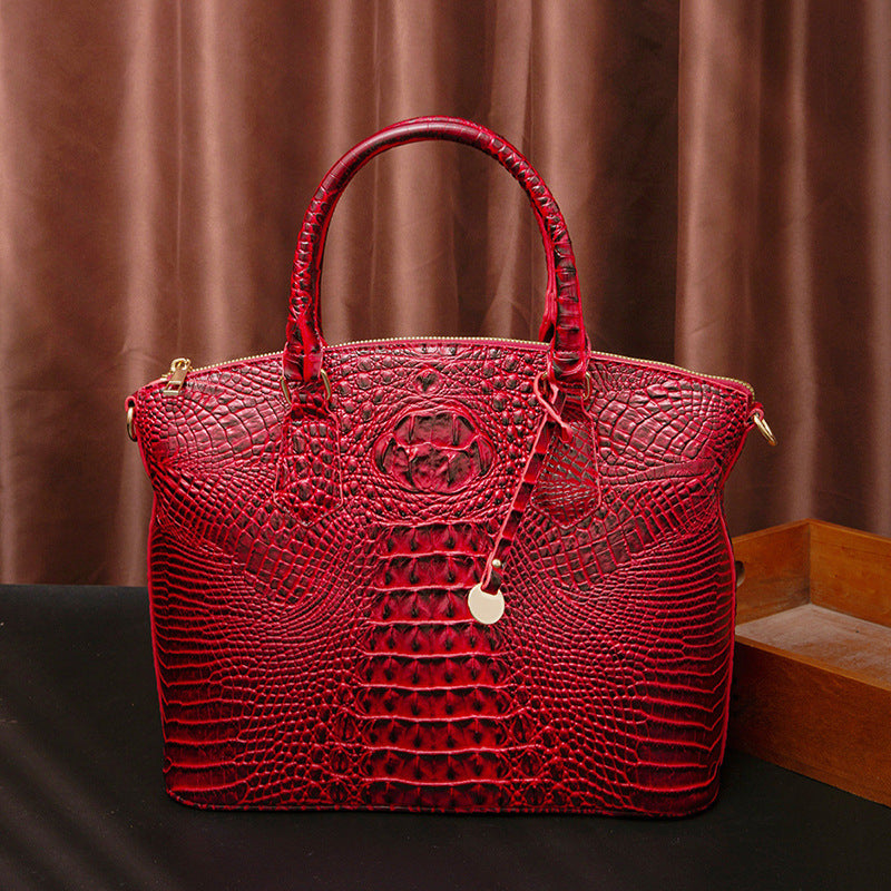 Women's Portable Retro Crocodile Pattern Brahmin Crossbody Bags