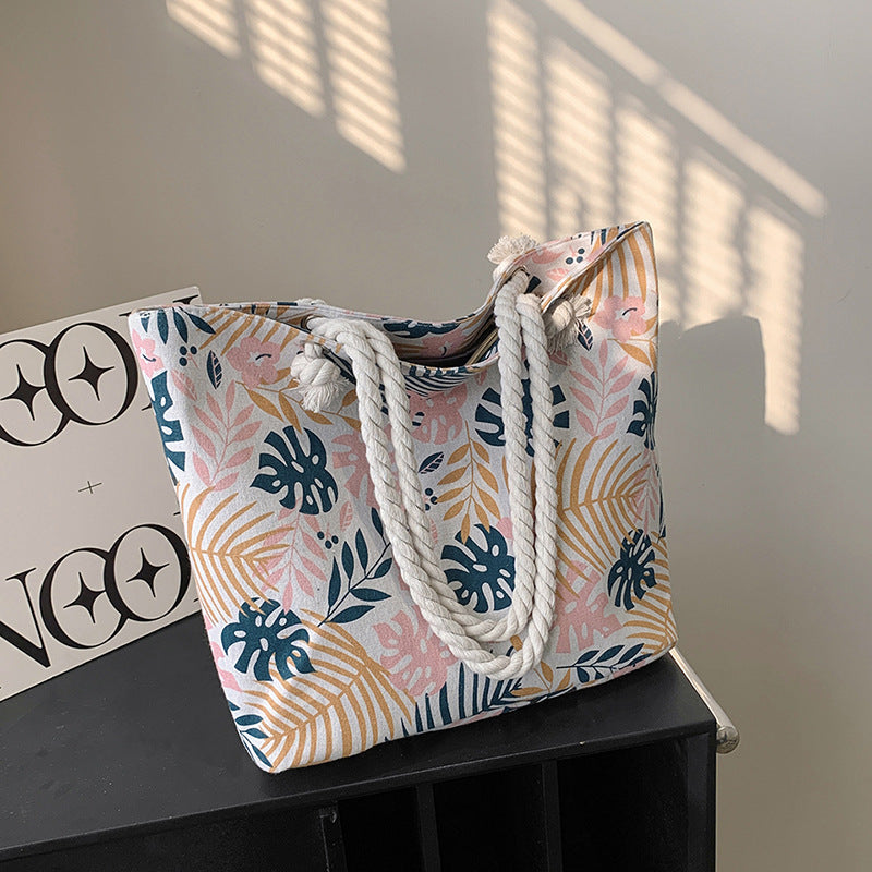 Women's Creative Printing Large Fashion Canvas Korean Shoulder Bags