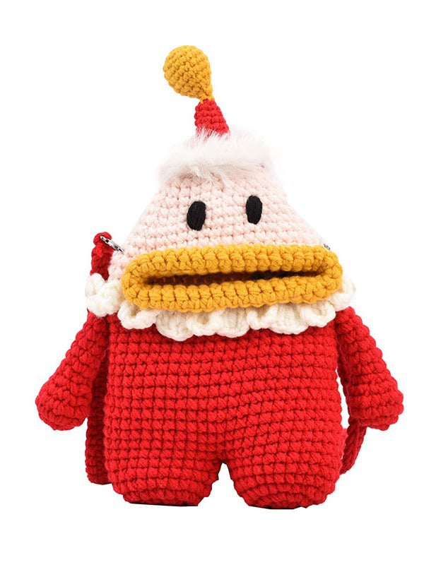 Women's Cartoon Knitted Contrast Color Santa Claus Shoulder Bags
