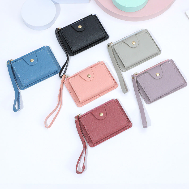 Wrist Strap Clip Solid Color Mini Card Holder