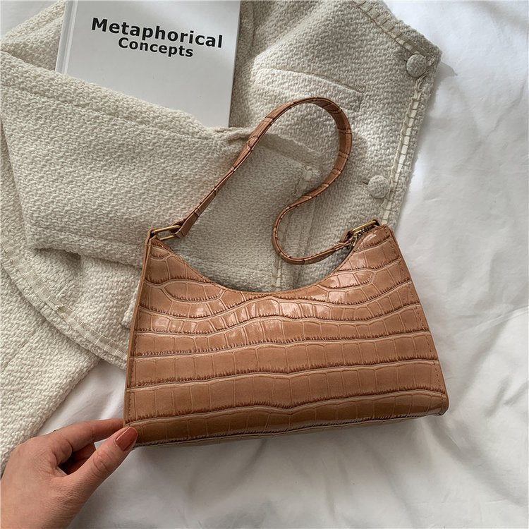 Women's Fan Fashion Embossing Hand Temperament Stone Shoulder Bags