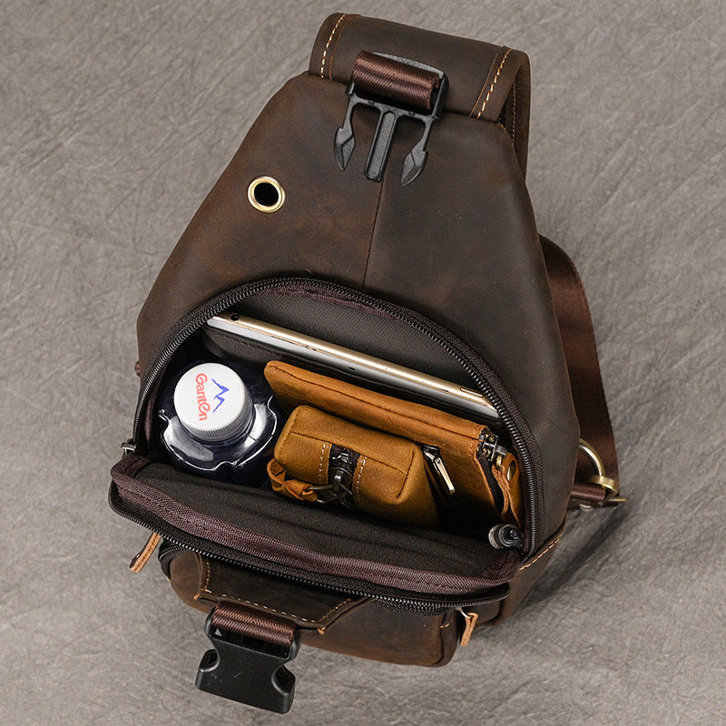 Men's Horse Leather Retro First Layer Cowhide Men's Chest Bags